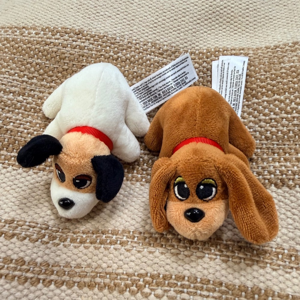 Basic Fun Pound Puppies Newborns Plush Set Brown and White Spotted Dog Toys 2024